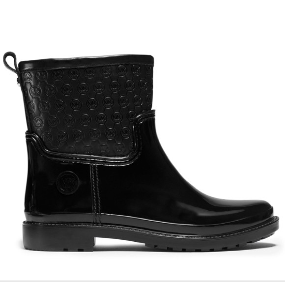 Michael Kors Shoes - Michael Kors Blakely Black Embossed Rain Boots - 8